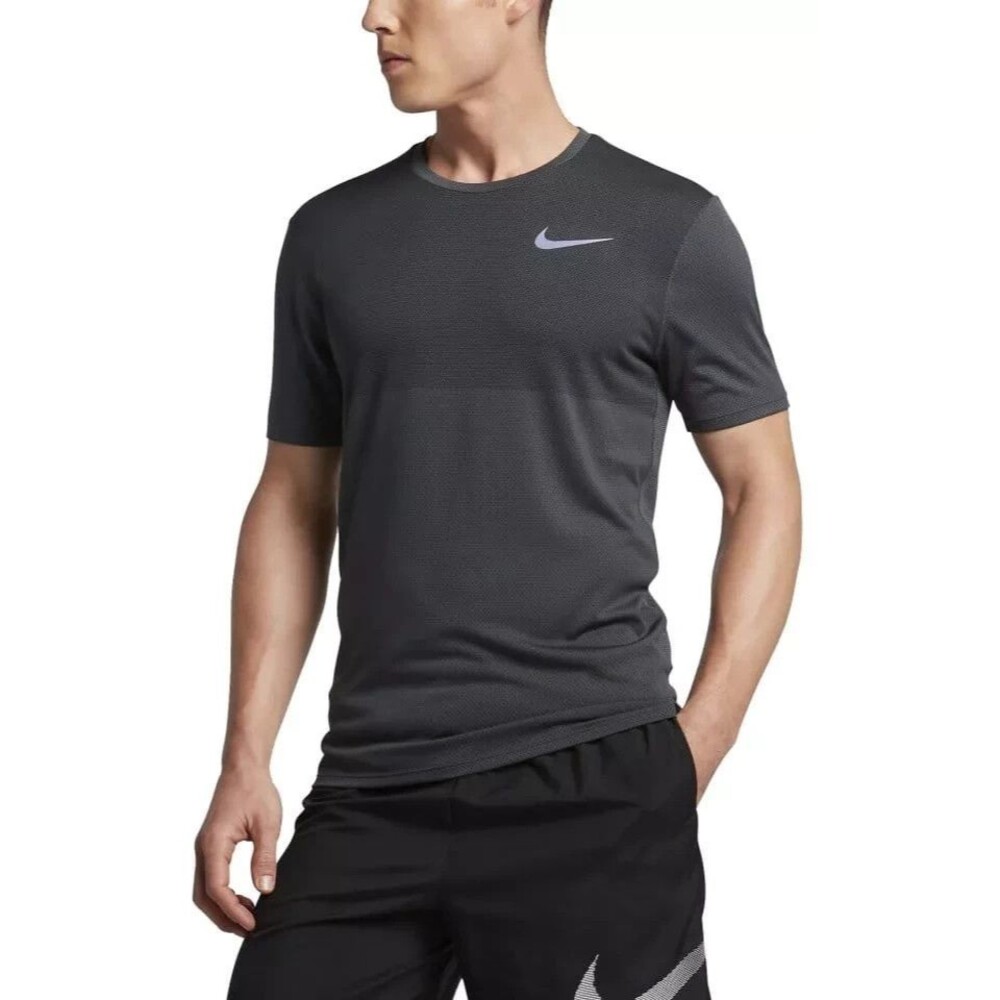 Nike Gray Zonal Cooling Relay Running Mens Short Sleeve Crew Gym T-shirt Sz L